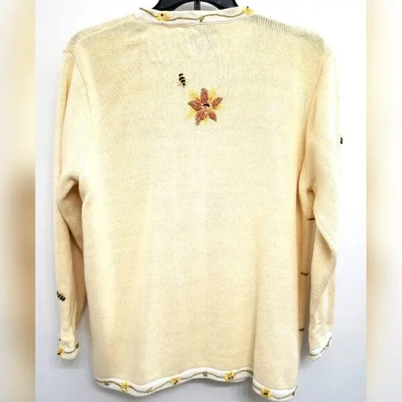 Storybook Knits Buzzin For Sun Button Spring Summer Theme Cardigan Women's Sz 1X - Picture 3 of 8